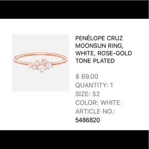 Swarovski ring size 52 rose gold with box